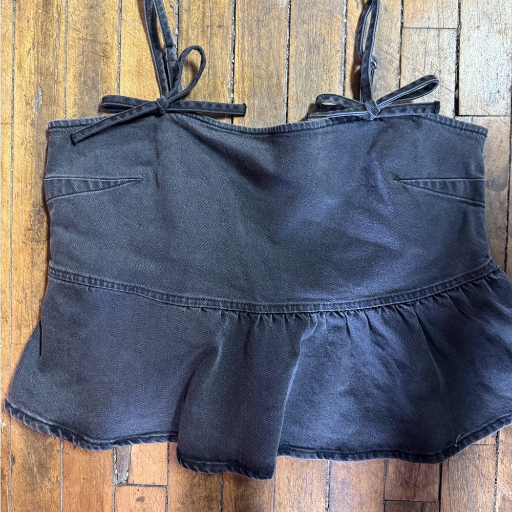 wild fable Black Ruffle Hem Tank Top